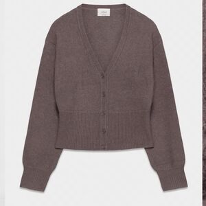 Aritzia Wilfred Camila Sweater Relaxed V Neck Cardigan In Mauve Size Small